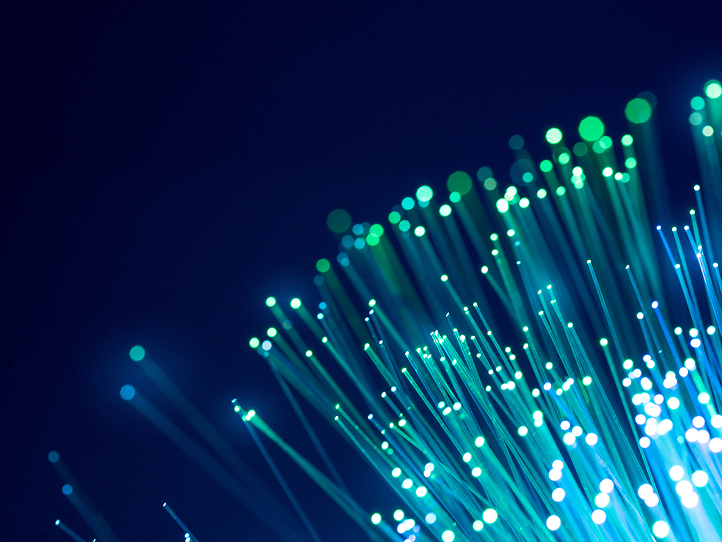 Blue and green fiber optics, abstract & blur background 