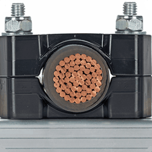 Single cable going through one ladder rack cable cleat