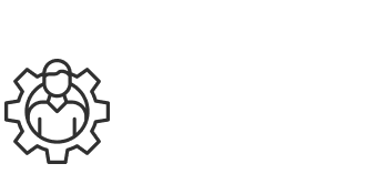 black icon of man in middle of gear