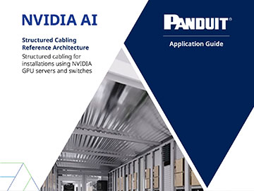 Cover of NVIDIA AI Structured Cabling Application Guide with image of data center inside shape.