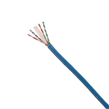 A short piece of 4-pair copper Ethernet cabling with the conductors flared at one end