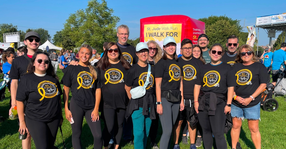 Group of Panduit employees at finish line of St. Jude 5K race
