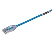 A short piece of vari-matrix 4-pair copper Ethernet cabling with the conductors flared at one end