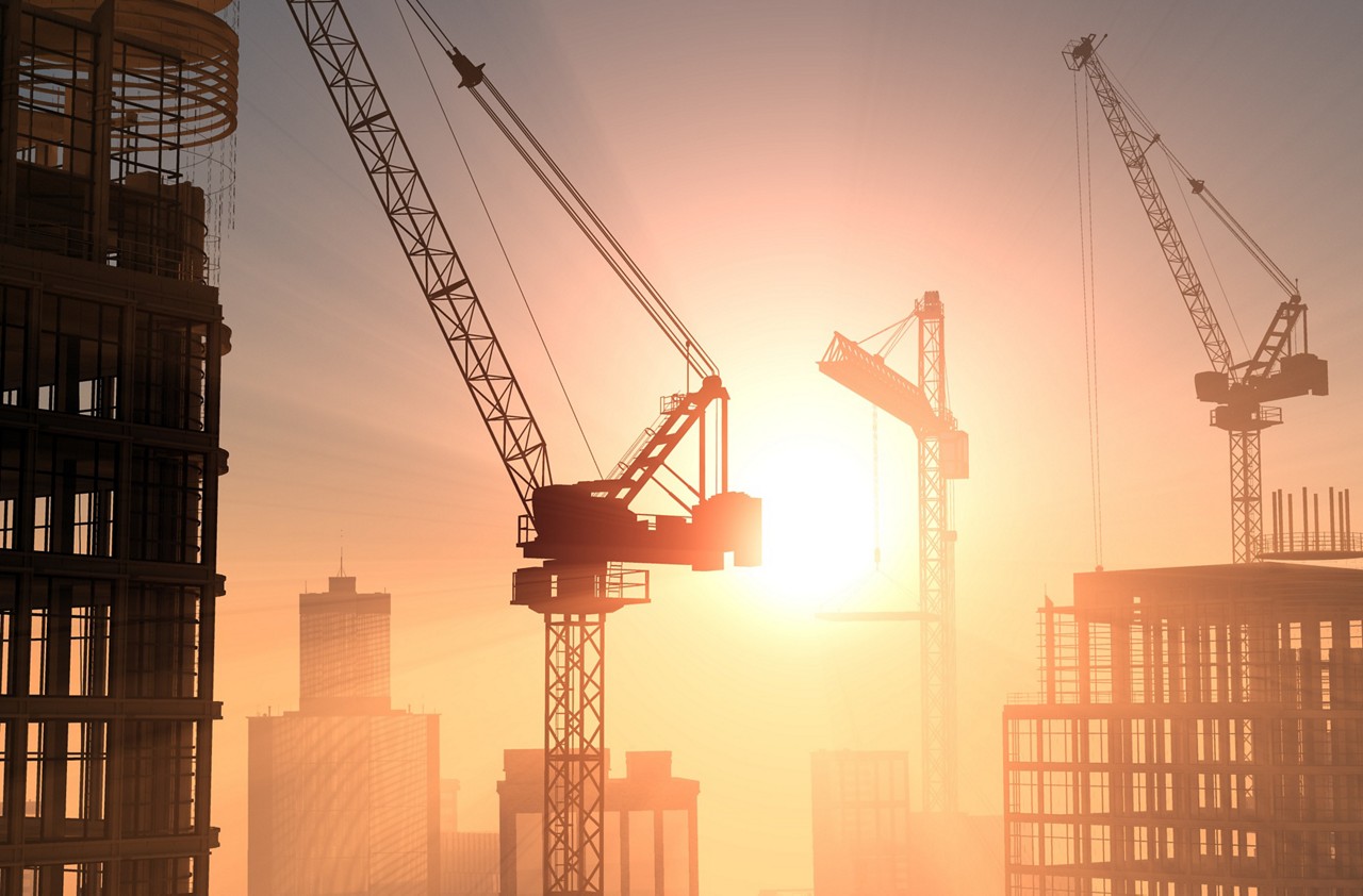 Cranes in a City during construction building