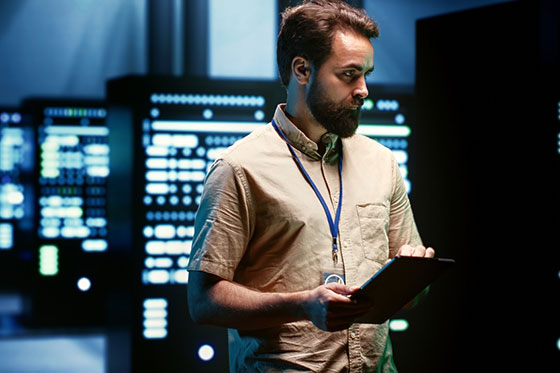 An image of a man in data center.