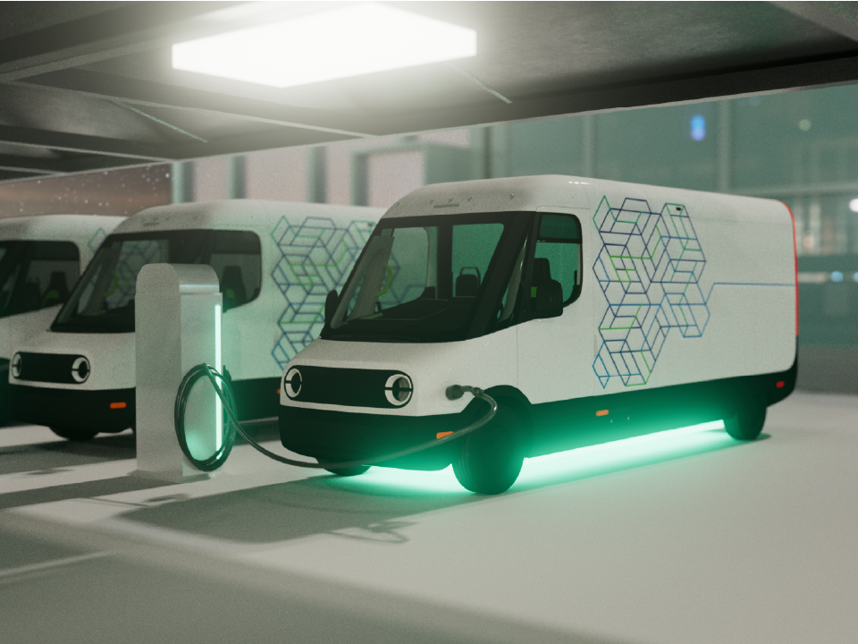 electric van concept showcasing a sleek, modern design with innovative features and eco-friendly technology.