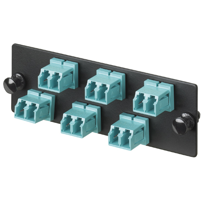 Opticom® Fiber Adapter Panel, OM4, 6 LC Duplex, Aqua 