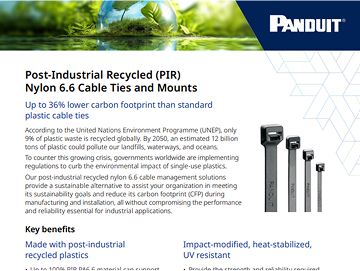 The first page of the Post-Industrial Recycled Nylon 6.6 Cable Ties and Mounts flyer