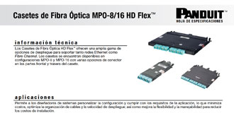: A screenshot of the HD Flex MPO-8/16 Fiber Optic Cassettes spec sheet