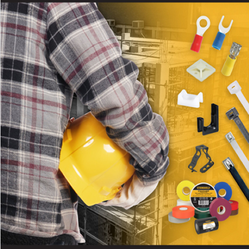 The back of a contractor is shown surrounded by StrongHold products