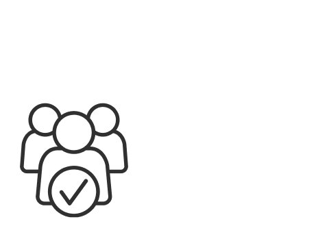 a link icon of 3 people, middle person has checkmark in a circle