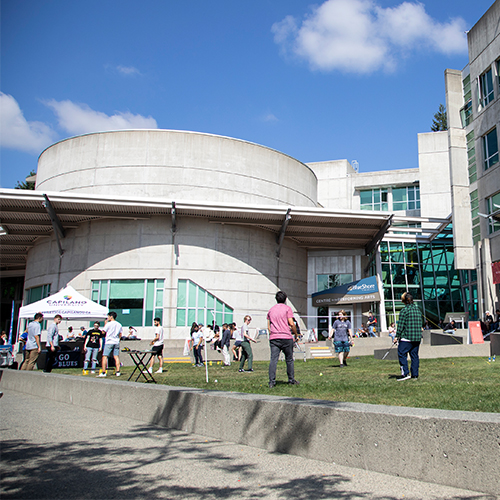Capilano University student on her laptop, engaging with her studies online