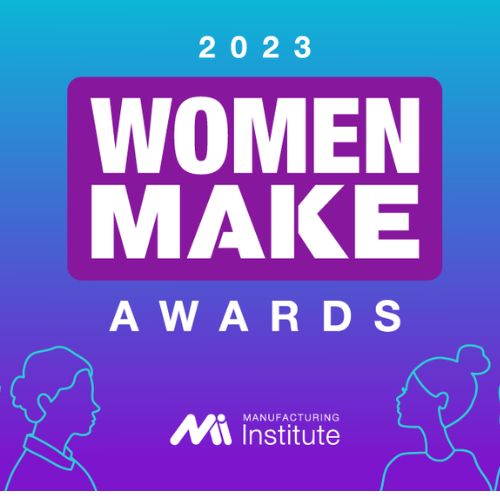 Illustrative graphic of two women with the Women MAKE Awards logo