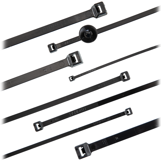 A variety of Panduit Post-Industrial Recycled Nylon 6.6 Cable Ties